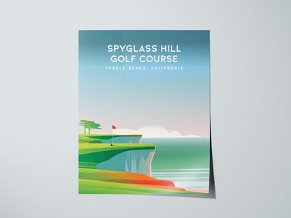 Spyglass Hill Golf Course, Pebble Beach, California Poster | Iconic Links Golfer Gift Wall Art — giclée print detail on matte