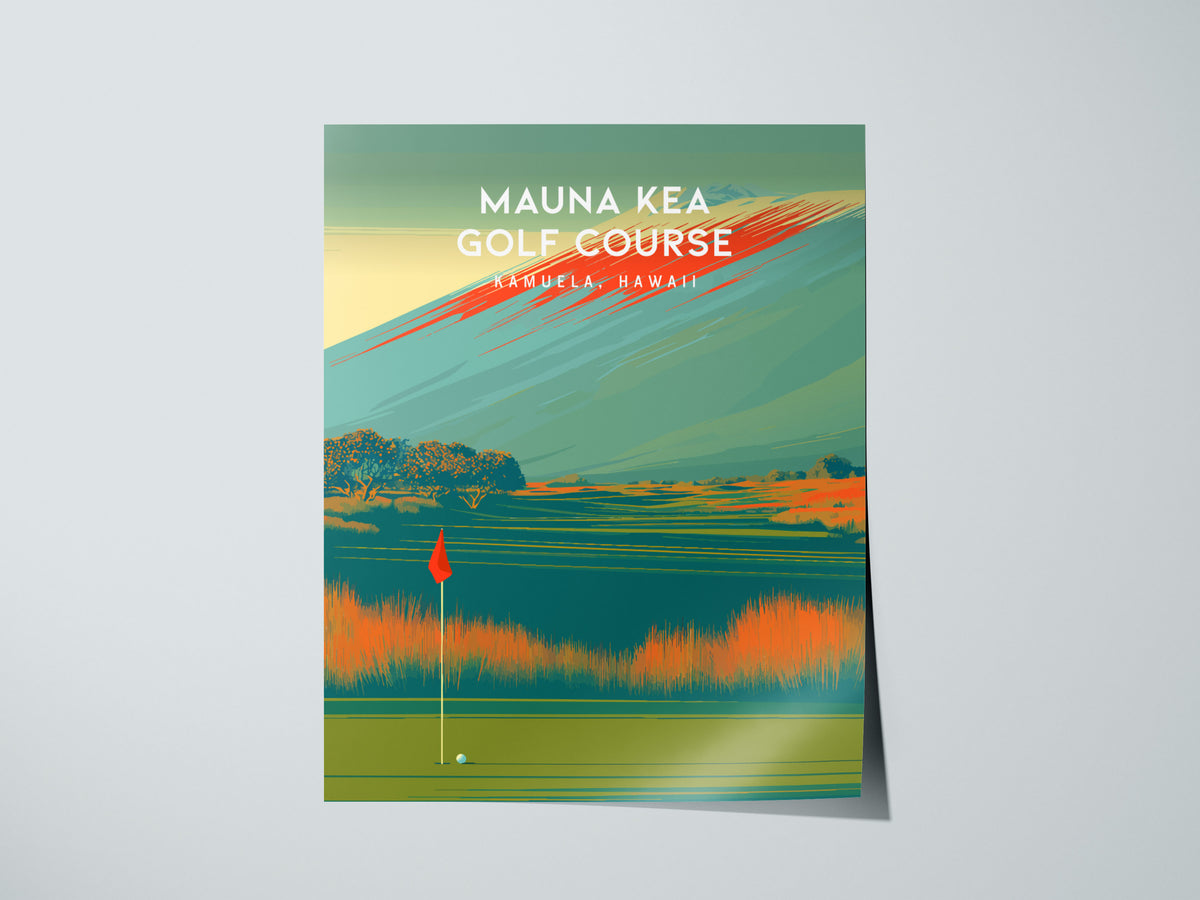 Mauna Kea Golf Course, Kamuela, Hawaii Poster | Tropical Links Golfer Gift Wall Art — giclée print detail on matte paper