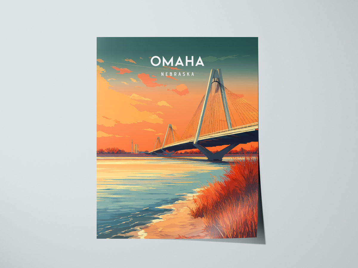 Omaha, Nebraska Poster | Heartland Skyline Destination Print Wall Art — giclée print detail on matte paper