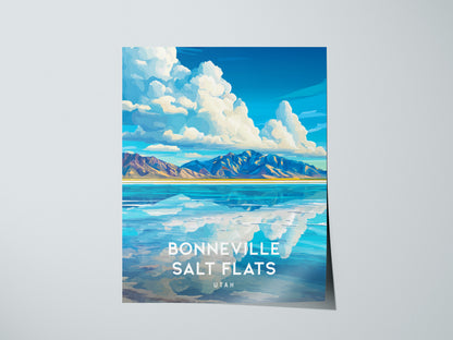 Bonneville Salt Flats, Utah Poster | Vast Desert Horizon Vacation Wall Art — giclée print detail on matte paper
