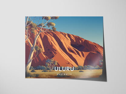Uluru Landscape, Australia Poster | Outback Sunset Framed or Unframed Wall Art — giclée print detail on matte paper