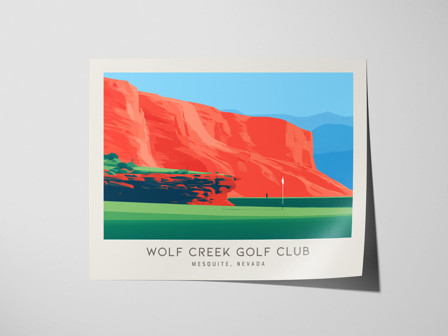 Wolf Creek Golf Club Landscape Matte Border Poster | Mesquite, Nevada Country Club Decor Golf Wall Art — giclée print detail