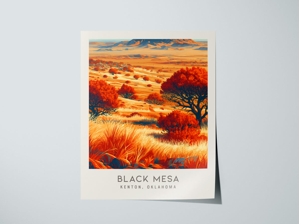 Black Mesa Matte Border Poster | Kenton, Oklahoma Destination Print Travel Wall Art — giclée print detail on matte paper