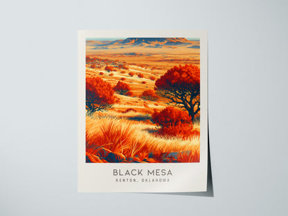Black Mesa Matte Border Poster | Kenton, Oklahoma Destination Print Travel Wall Art — giclée print detail on matte paper