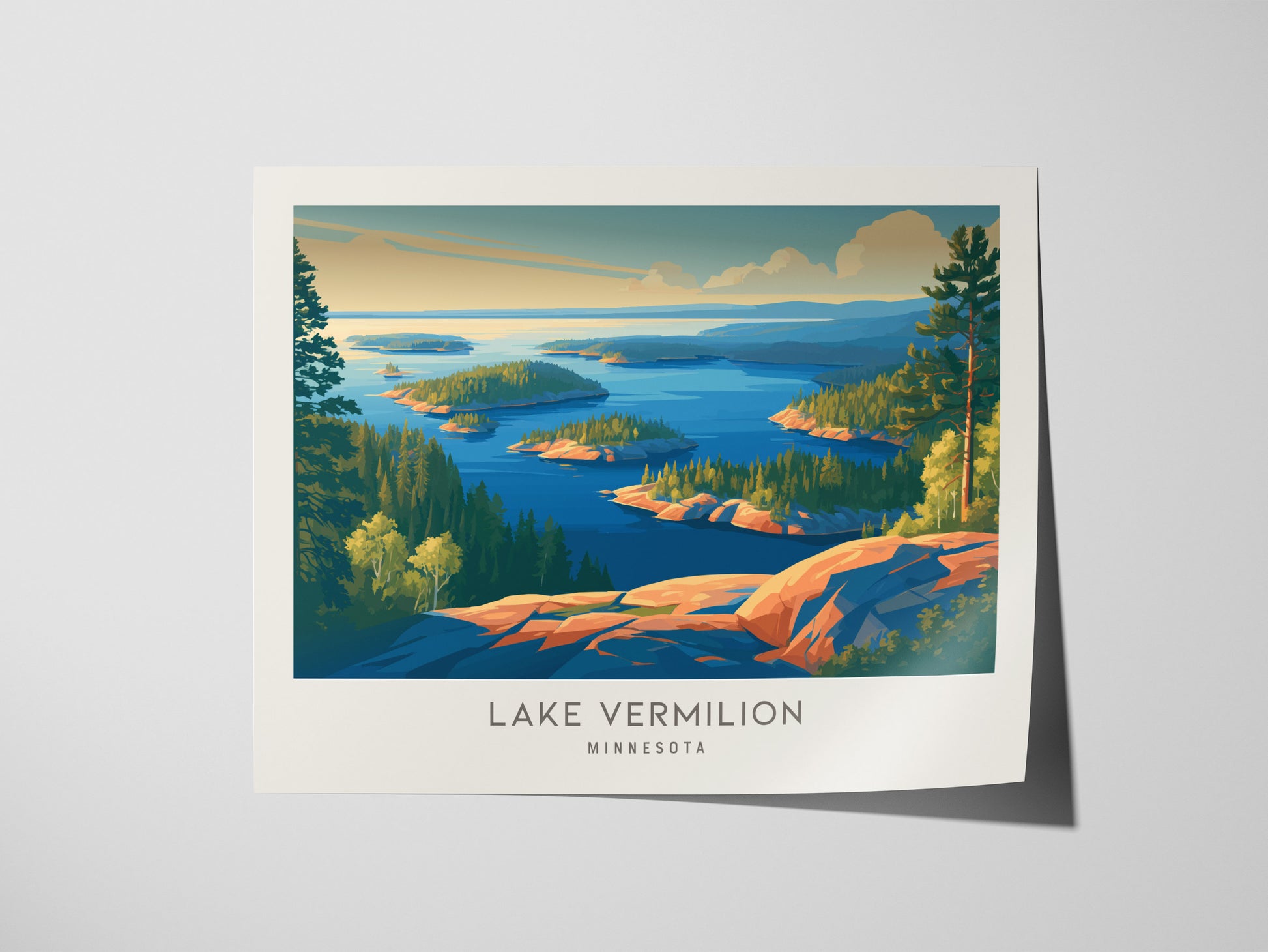 Lake Vermilion Landscape Matte Border Poster | Travel Wall Art — giclée print detail on matte paper