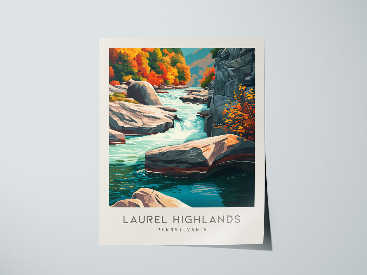 Laurel Highlands Matte Border Poster | Pennsylvania Destination Print Travel Wall Art — giclée print detail on matte paper