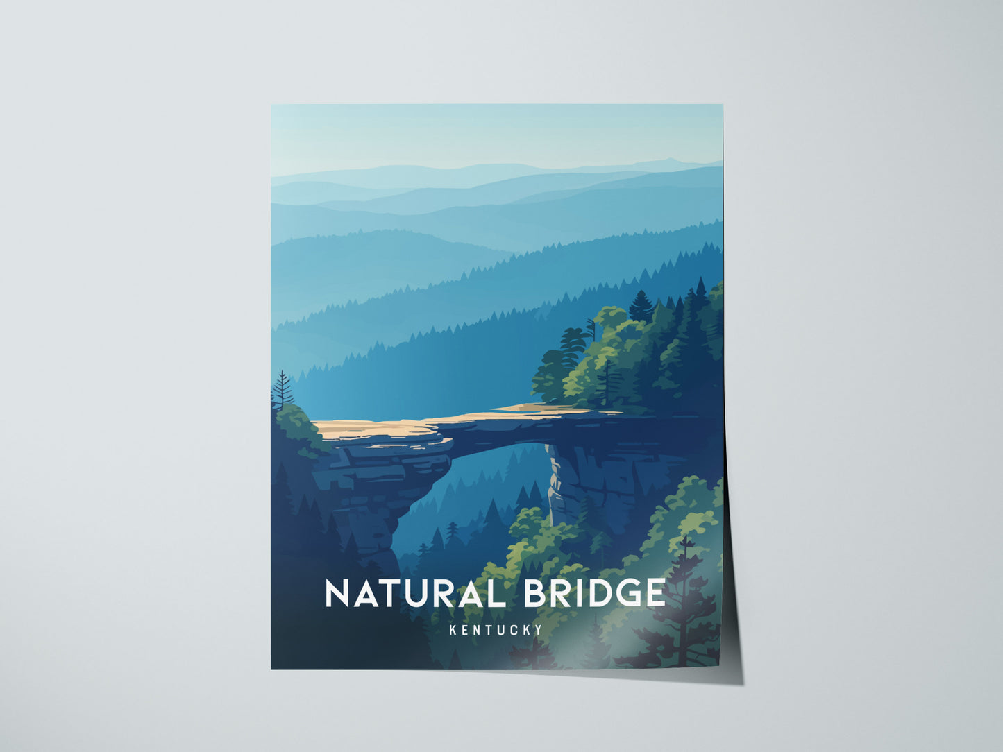 Natural Bridge, Kentucky Poster | Ancient Stone Arch Forest Wall Art — giclée print detail on matte paper