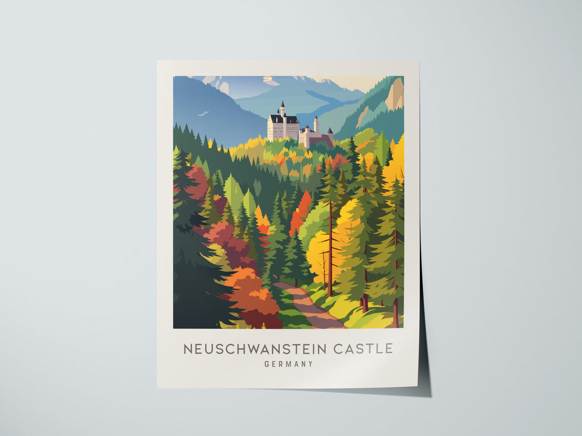 Neuschwanstein Castle Matte Border Poster | Germany Destination Print Travel Wall Art — giclée print detail on matte paper
