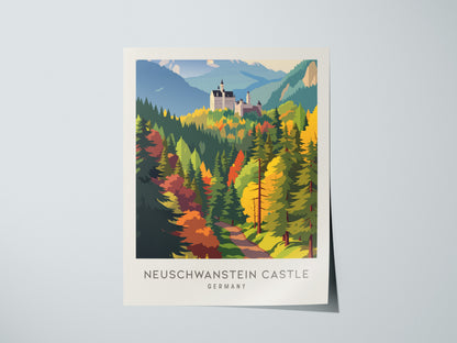 Neuschwanstein Castle Matte Border Poster | Germany Destination Print Travel Wall Art — giclée print detail on matte paper
