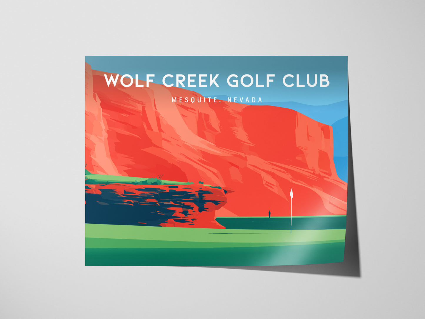 Wolf Creek Golf Club, Mesquite, Nevada Landscape Poster | Dramatic Red Rock Golf Course Print Wall Art — giclée print detail