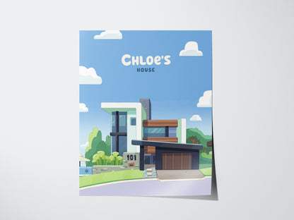 Bluey Chloe's House Poster | Kids Room Decor Wall Art | Framed or Unframed