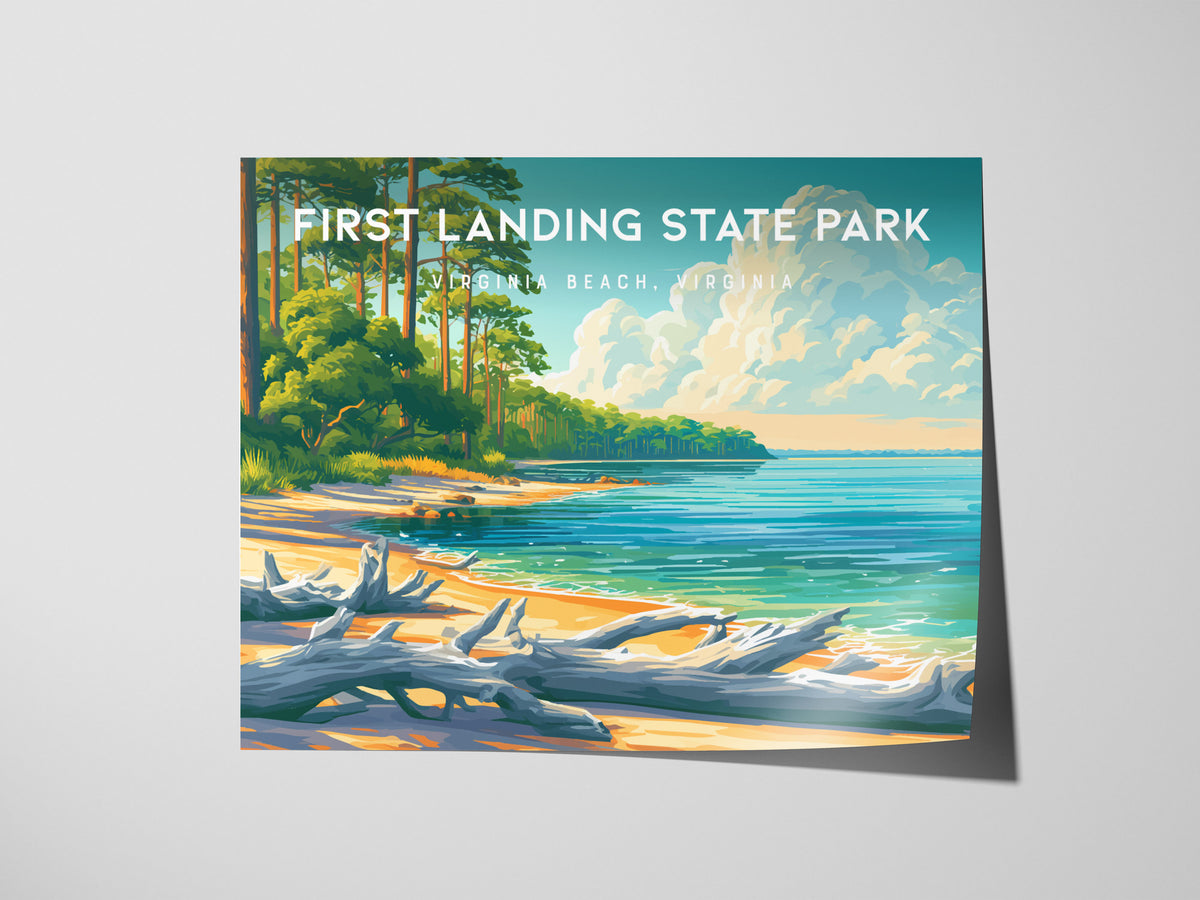 First Landing State Park Landscape Poster | Virginia Beach, Virginia Beach House Decor Wall Art — giclée print detail on matt