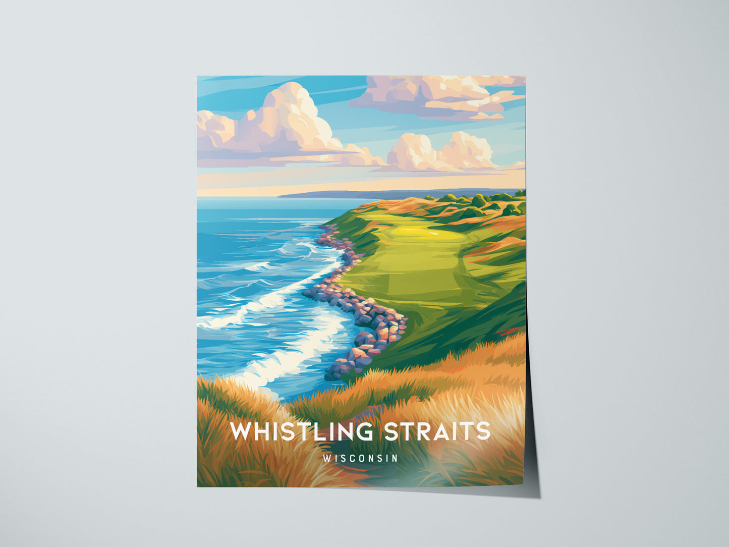 Whistling Straits, Wisconsin Poster | Links Golf Course Lakeside Wall Art — giclée print detail on matte paper