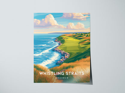 Whistling Straits, Wisconsin Poster | Links Golf Course Lakeside Wall Art — giclée print detail on matte paper