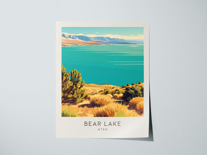 Bear Lake Matte Border Poster | Utah Travel Wall Art Coastal Beach Decor — giclée print detail on matte paper