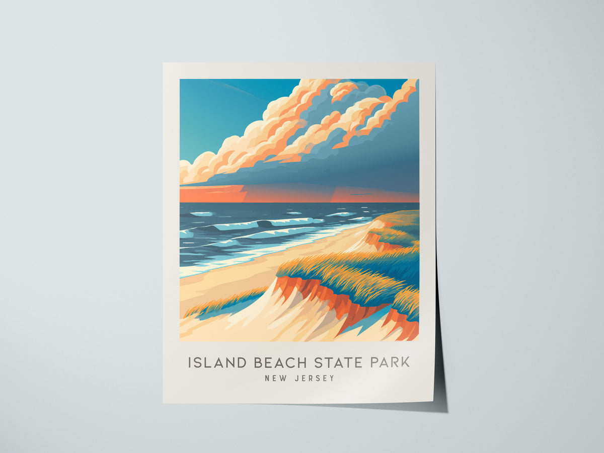 Island Beach State Park Matte Border Poster | New Jersey Beach House Decor Travel Wall Art — giclée print detail on matte pap