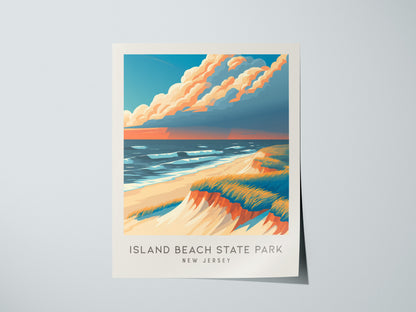 Island Beach State Park Matte Border Poster | New Jersey Beach House Decor Travel Wall Art — giclée print detail on matte pap