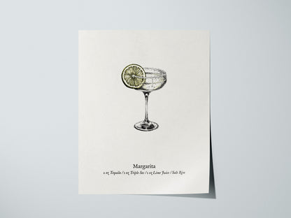Margarita Cocktail Poster | Classic Tequila Lime Bar Art Print — giclée print detail on matte paper