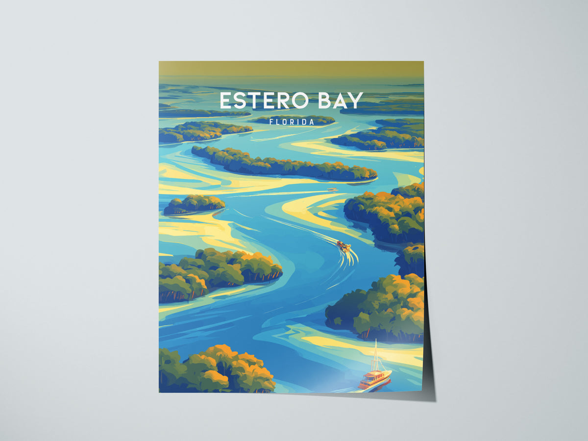 Estero Bay, Florida Poster | Mangroves & Gulf Coast Art Wall Art — giclée print detail on matte paper