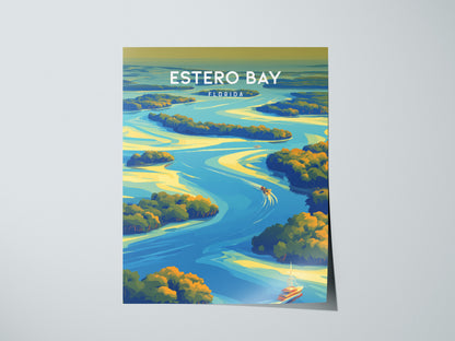 Estero Bay, Florida Poster | Mangroves & Gulf Coast Art Wall Art — giclée print detail on matte paper