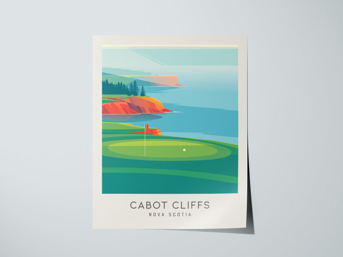 Cabot Cliffs Matte Border Poster | Nova Scotia Golf Wall Art Golfer Gift — giclée print detail on matte paper
