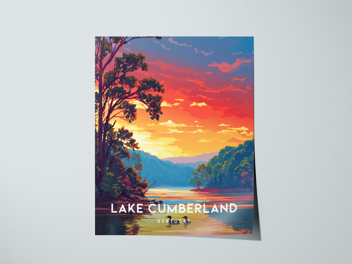 Lake Cumberland, Kentucky Poster | Lakeside Vacation Wall Art — giclée print detail on matte paper