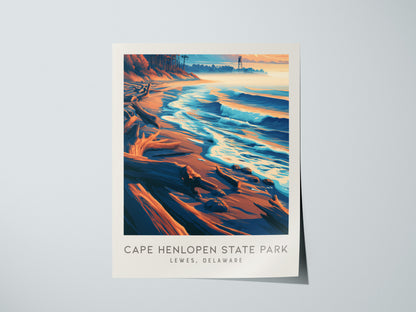 Cape Henlopen State Park Matte Border Poster | Lewes, Delaware Travel Wall Art — giclée print detail on matte paper