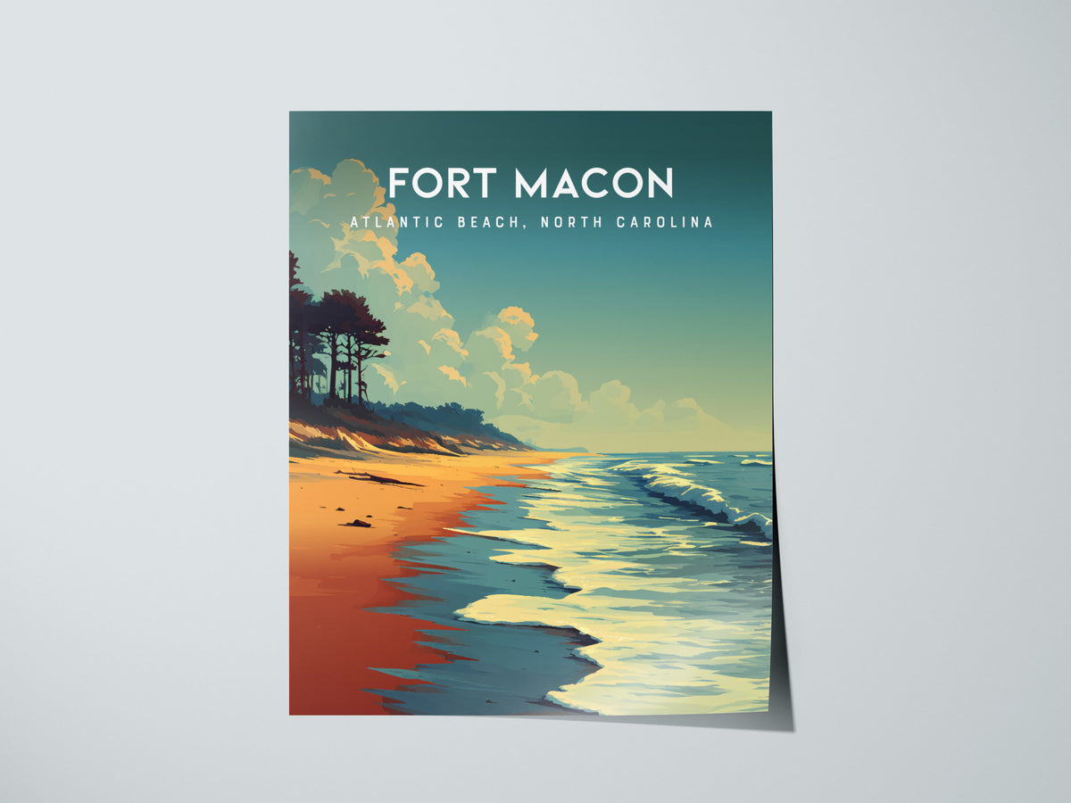 Fort Macon, Atlantic Beach, North Carolina Poster | Beach House Decor Wall Art — giclée print detail on matte paper