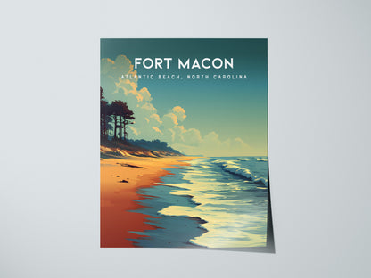 Fort Macon, Atlantic Beach, North Carolina Poster | Beach House Decor Wall Art — giclée print detail on matte paper