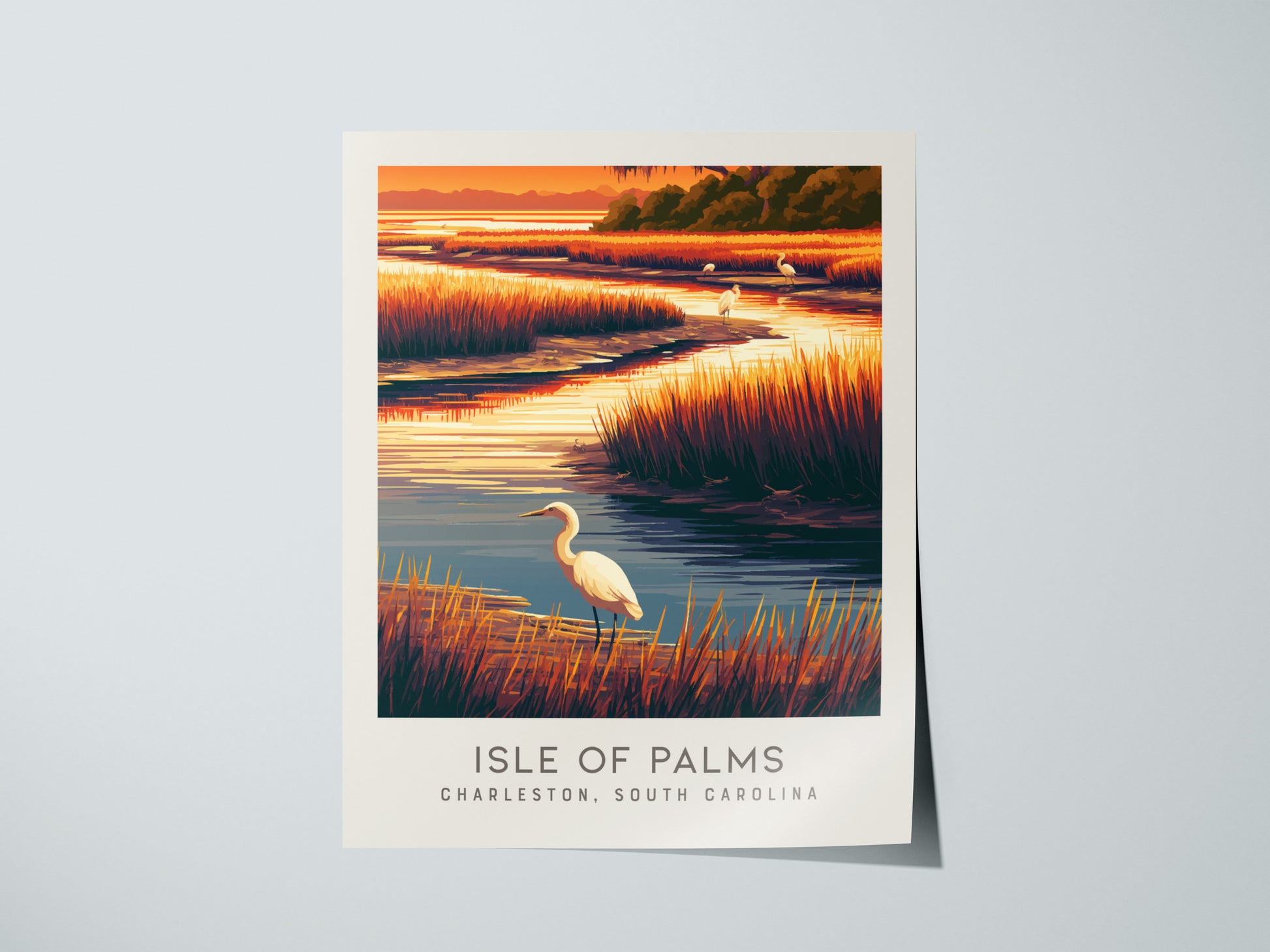 Isle of Palms Matte Border Poster | Charleston South Carolina Travel Wall Art — giclée print detail on matte paper