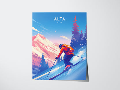 Alta Ski Area Poster | Utah Skiing Resort Wall Art | Framed or Unframed