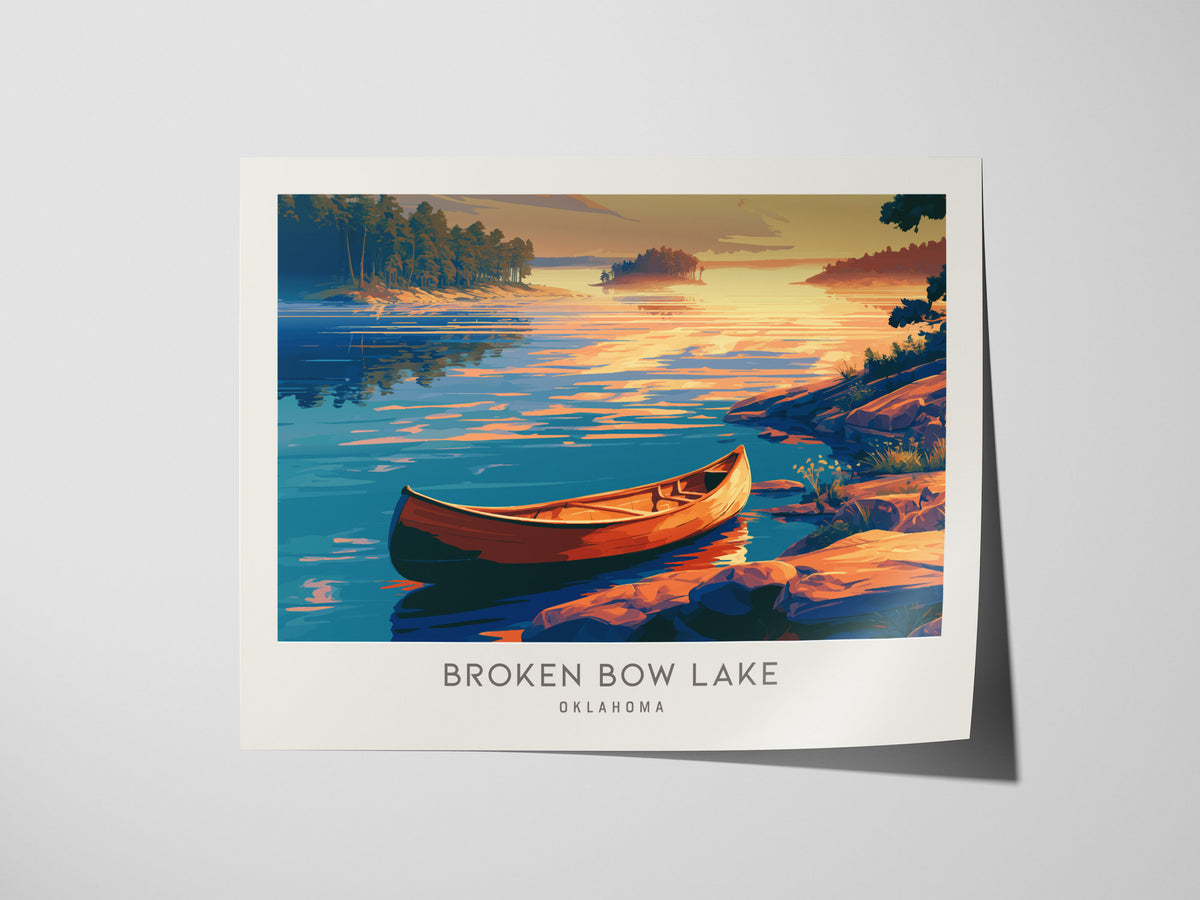 Broken Bow Lake Landscape Matte Border Poster | Oklahoma Travel Wall Art — giclée print detail on matte paper