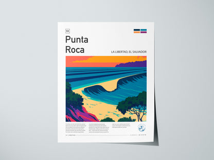 Punta Roca, La Libertad, El Salvador Poster | Surf Wall Art & Wave Print — giclée print detail on matte paper