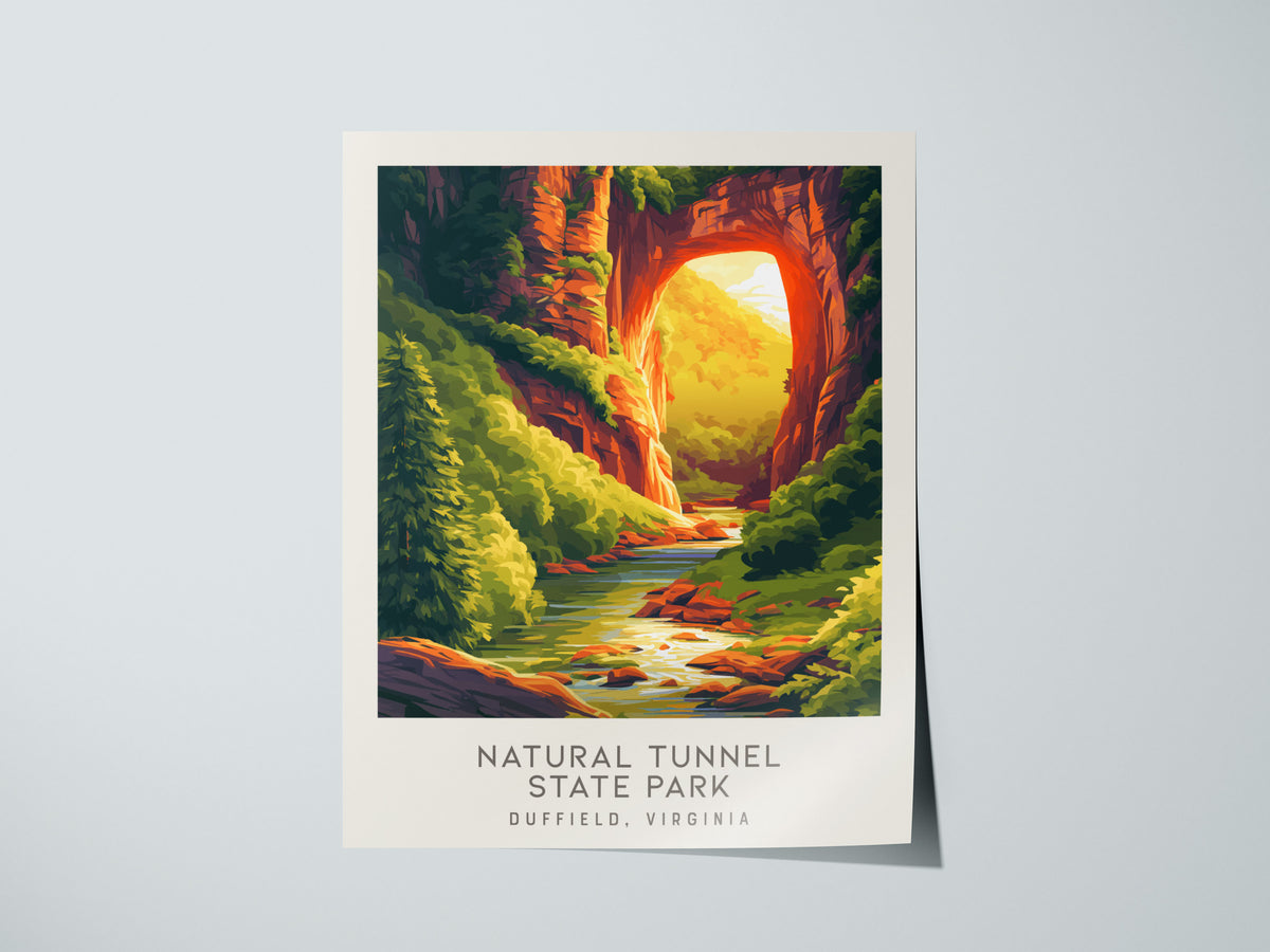 Natural Tunnel State Park Matte Border Poster | Duffield, Virginia Travel Wall Art — giclée print detail on matte paper
