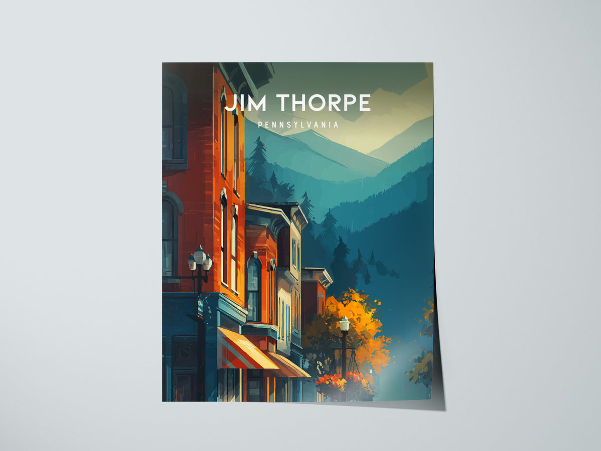 Jim Thorpe, Pennsylvania Poster | Historic Mountain Town Charm Wall Art — giclée print detail on matte paper