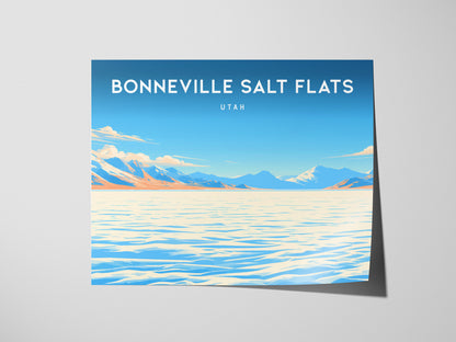 Bonneville Salt Flats Landscape Poster | Utah Endless White Expanse Travel Wall Art — giclée print detail on matte paper