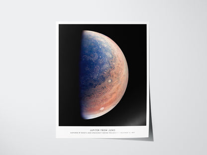 Jupiter from Juno poster featuring NASA Juno spacecraft view of Jupiter’s swirling cloud tops