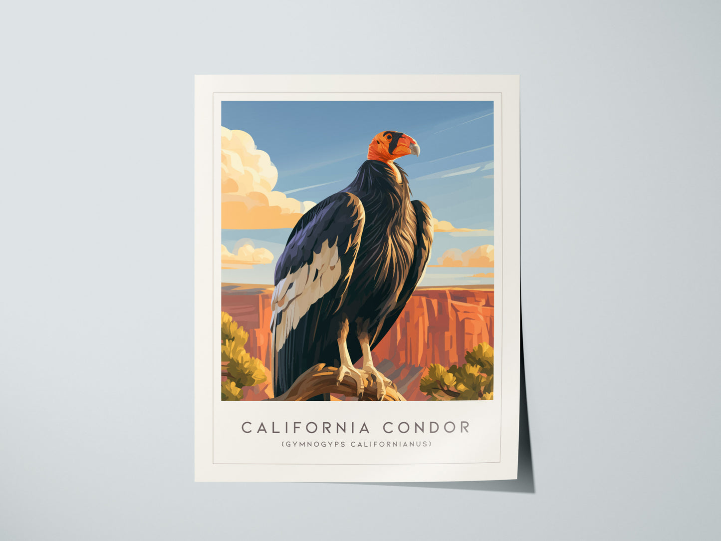 California Condor Poster | Majestic Wingspan Over Rugged Cliffs Wall Art — giclée print detail on matte paper
