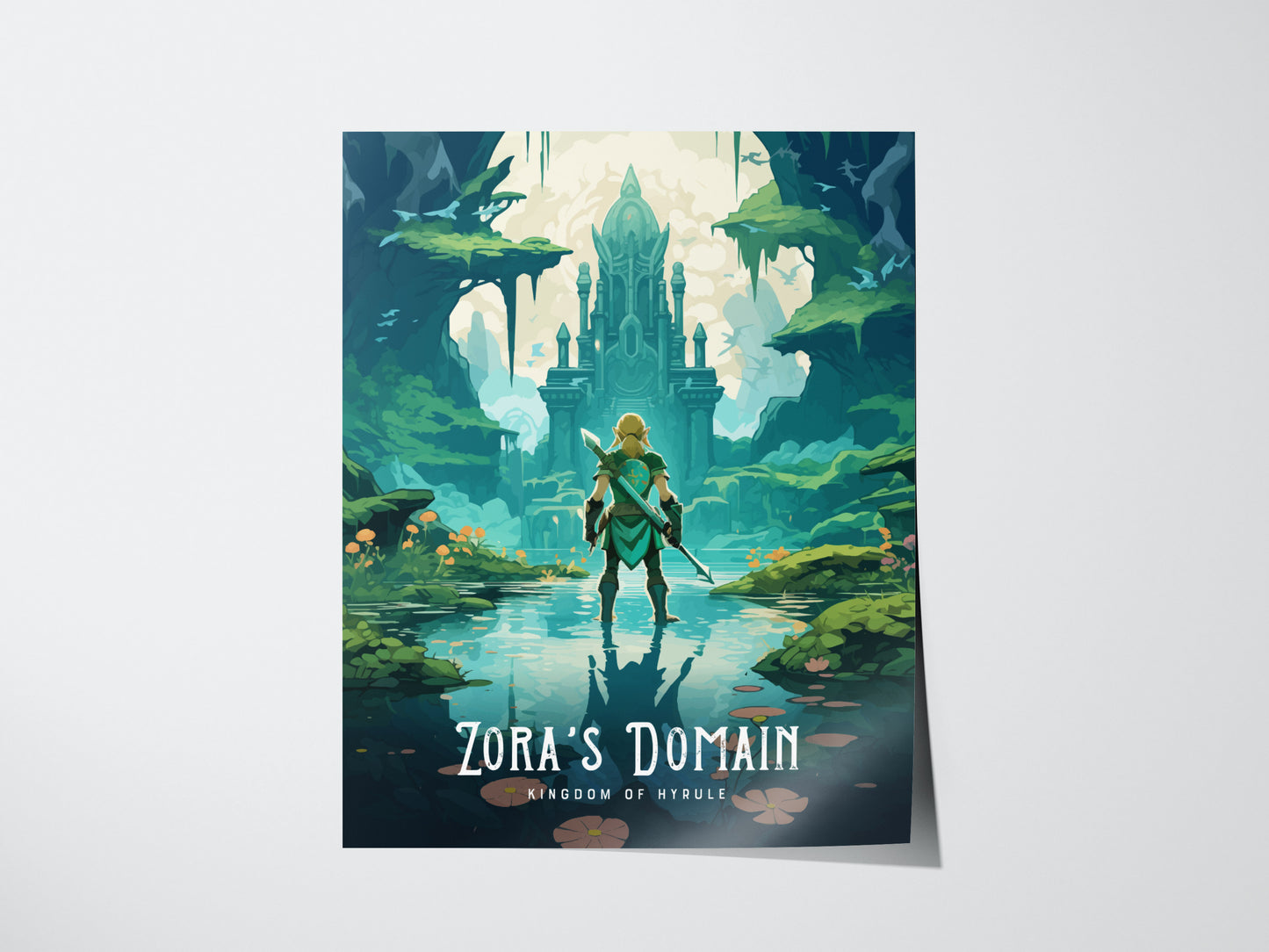 Zora’s Domain Poster | Zelda BOTW Fan Art Print | Serene Hyrule Wall Decor