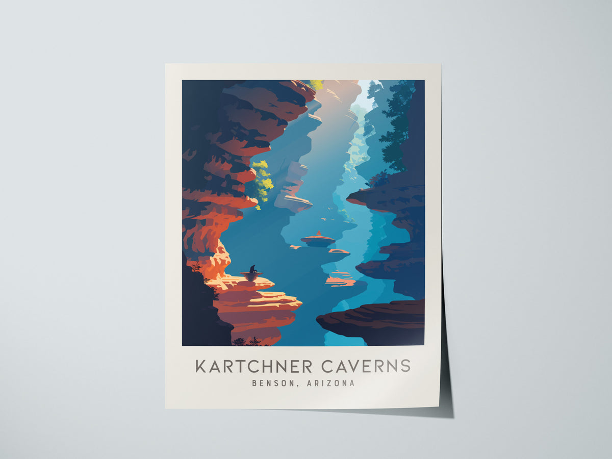 Kartchner Caverns Matte Border Poster | Benson, Arizona Travel Wall Art — giclée print detail on matte paper