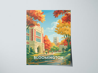 Bloomington, Indiana Poster | College Town Charm Travel Gift Wall Art — giclée print detail on matte paper