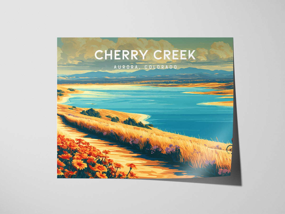 Cherry Creek Landscape Poster | Aurora, Colorado Vacation Wall Art — giclée print detail on matte paper