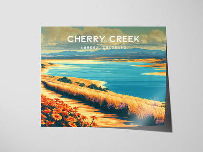 Cherry Creek Landscape Poster | Aurora, Colorado Vacation Wall Art — giclée print detail on matte paper