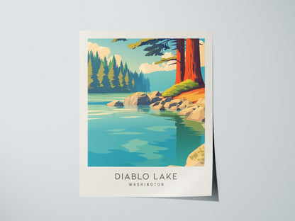 Diablo Lake Matte Border Poster | Washington Travel Wall Art — giclée print detail on matte paper