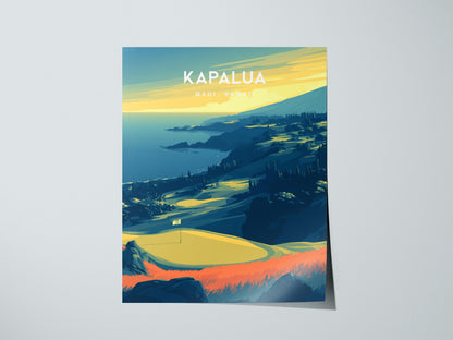 Kapalua Plantation Course, Maui, Hawaii Poster | Tropical Links Golfer Gift Wall Art — giclée print detail on matte paper