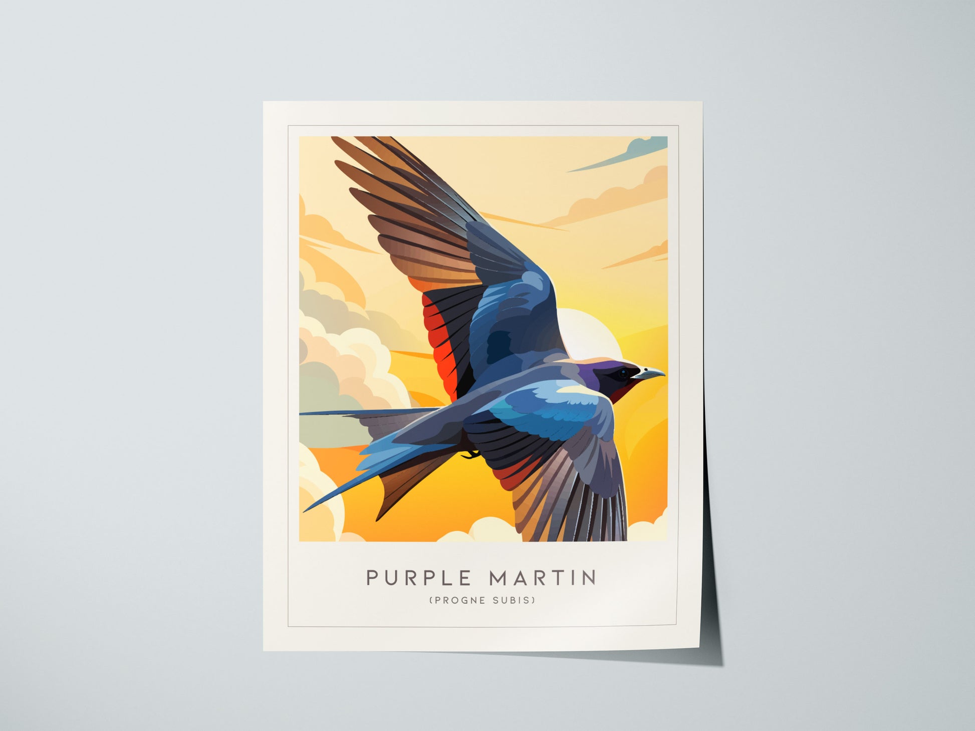 Purple Martin Poster | Graceful Songbird in Golden Light Wall Art — giclée print detail on matte paper