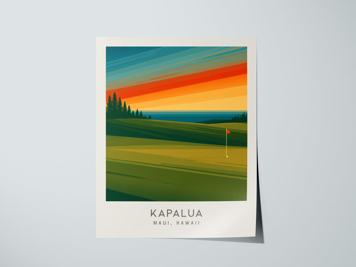 Kapalua Matte Border Poster | Maui, Hawaii Golf Course Print Travel Wall Art — giclée print detail on matte paper
