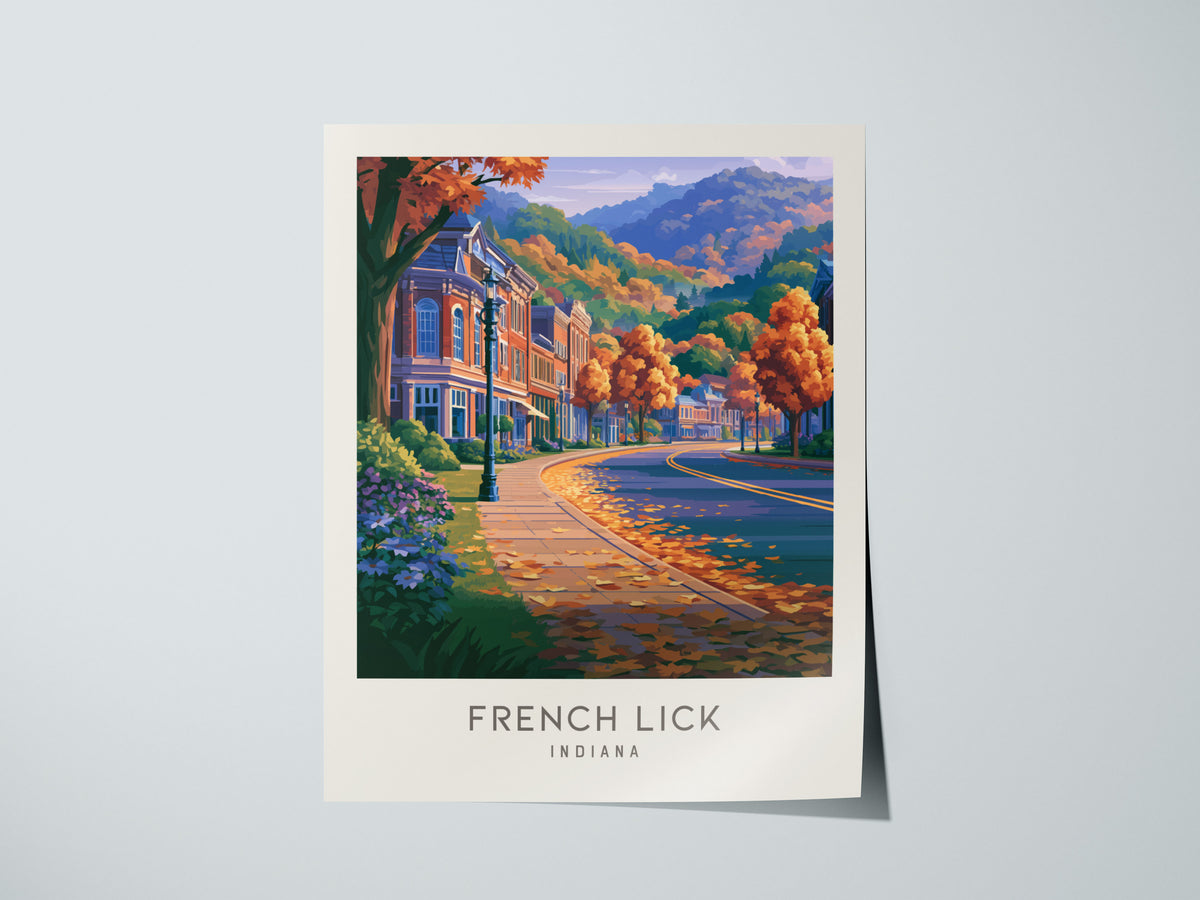 French Lick Matte Border Poster | Indiana Destination Print Travel Wall Art — giclée print detail on matte paper