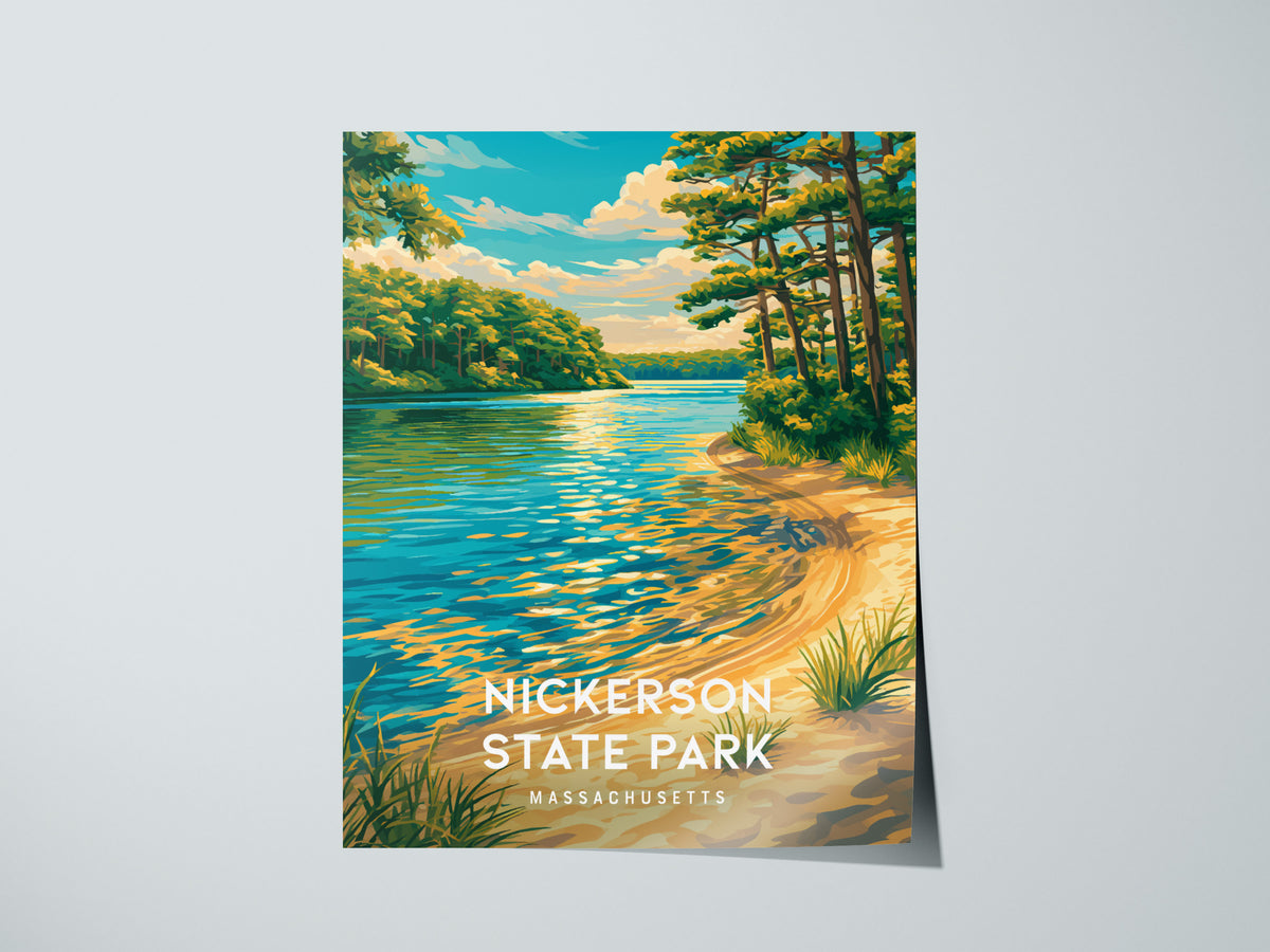 Nickerson State Park, Massachusetts Poster | Cape Cod Forest & Lake Wall Art — giclée print detail on matte paper