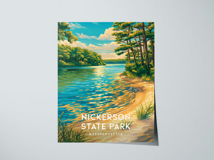 Nickerson State Park, Massachusetts Poster | Cape Cod Forest & Lake Wall Art — giclée print detail on matte paper